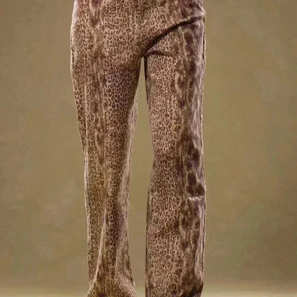 Multicolor Casual Women's Low Rise Snakeskin Denim Trousers - Picture 3 of 5